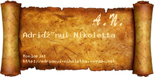 Adriányi Nikoletta névjegykártya