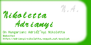 nikoletta adrianyi business card